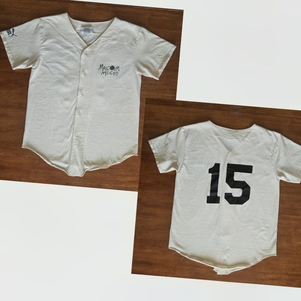 Vintage Malcolm In The Middle Medium Baseball Jersey Style Shirt Button #15 Puma
